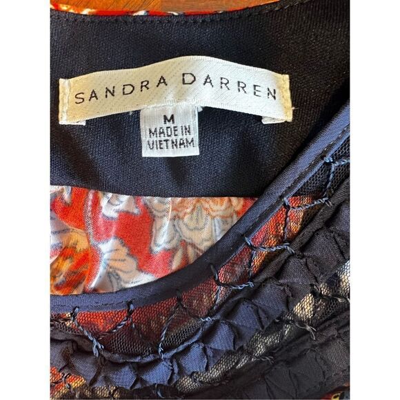 Sandra Darren red blue maxi halter handkerchief floral stretchy medium dress - Picture 7 of 7